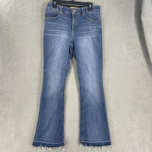 Democracy Jeans Womens 10 Blue Bootcut Frayed Hem Stretch Denim Ab Technology - Picture 11 of 14